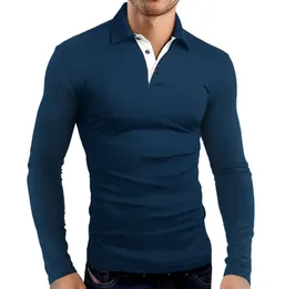 lu Men Polo Shirt Long Sleeve T-shirt Mens Sport Style Collar Button Training Golf Casual top Rdfvx