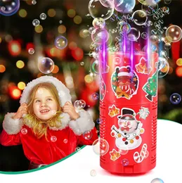 2024 Julklappleksaker för barn med ljus Musik FI omarbetar bubbelmaskin och DIY -klistermärken Julbubbla maskin för fest återanvändbar DHL