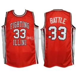 Nikivip # 33 Kenny Battle Illinois Fighting Illini College Maglia da basket retrò classica da uomo Ed personalizzata con numero e nome maglie