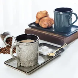 Mugs Ceramic Tea Milk Coffee Water Fruit Juice Cups Porcelain Dessert Plate Tray Birthday Present Gift 300M Kitchen Tableware