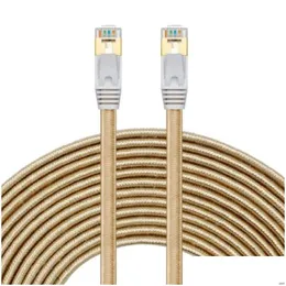 Network Cable Connectors Cat 7 Ethernet Nylon Braided 1M 5Ft 16Ft High Speed Professional Gold Plated Plug Stp Wires Drop Delivery Com Otvdl