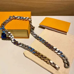 Chain Mens Women Love Necklaces Fashion Bracelets Necklace Titanium Steel Engraved Flower Colored Enamel Diamond 18k Plated Gold M303i