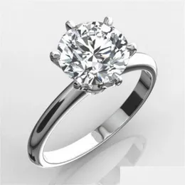 Bröllopsringar klassiska lyxiga riktiga solid 925 sterling sier ring 2ct rundtur Sona diamant bröllop smycken ringar engagemang för kvinnors dhsnp