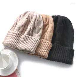 Beanies Inverno Pesado Cabo Cashmere 35% Cap Knit Hat Ribs Mulheres Quentes Lã Macia Outono Skullies Real Pushmina D 2023