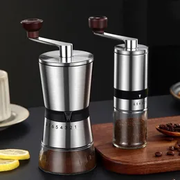 Moedores de café manuais Home Moinho de mão portátil com rebarbas cerâmicas 68 configurações ajustáveis Ferramentas de manivela Coffeeware 231201