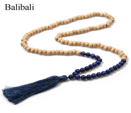 Balibali 2018 Fashion Long Necklaces Tassel Statement Natural Stone Necklace Women Wood Beads Necklaces Pendants for Women Men8309460