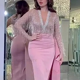 Kentsel Seksi Elbiseler 2023 Yeni Stil Kadın Akşam Tam Elbise Sequin Moda Uzun Kollu Tassel Kadınlar İçin Tam Elbiseler Nedime Elbise T231214