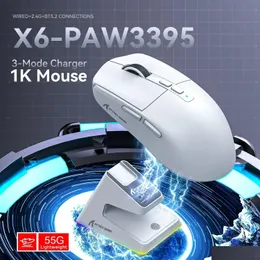 Keyboard -Maus -Combos Angriff Hai X6 PAW3395 Bluetooth Tri -Modus Verbindung RGB Touch Magnetic Lading Base RO Gaming 231130 Drop del otnvj