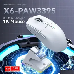 Klavye Fare Kombinleri Saldırı Köpekbalığı X6 PAW3395 Bluetooth Tri Modu Bağlantısı RGB Touch Manyetik Şarj Taban RO GAMING 231130 DEL DEL OTNVJ