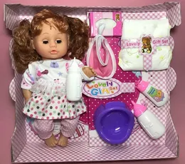 Dockor Funny Simulation 32cm Blink Eye Drink Water to the Toalett och Can S Model Soft Reborn Girl Gift 231202