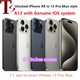 Original Unlocked iPhone XR täckt till iPhone 15 Pro Max 6,7 tum mobiltelefon med 15Pro Max Camera -utseende 3G RAM 64 GB 128 GB 256 GB ROM Mobiltelefon