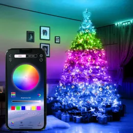 Decoraciones navideñas Smart RGB Christmas Fairy String Light APP Control Bluetooth Impermeable USB Luces de alambre de cobre 16 colores Decoración del año 231201