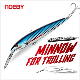 Yemleri yemler Noeby trolling minnow balıkçılık cazibesi 130mm 33g 185mm 60g 225mm 76g wobblers yapay sert yem tuzlu su teknesi 231202