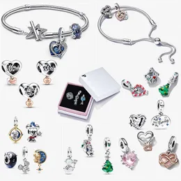 Heißer Verkauf 925 Silber Armbänder für Frauen Modedesigner Schmuck Geschenk DIY passen Pandoras Armband Rosa Stammbaum und Unendlichkeitsherz Charm Set mit Box Großhandel