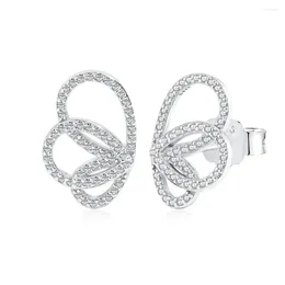 Stud Earrings S925 Pure Silver Ear Light Luxury Zircon Inlaid Butterfly Shape Line Sense High Grade Fashion Versatile Jewelry Women