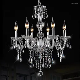 Lâmpadas pendentes Modern Luxury Crystal Chandelier E14 Transparente para Dinging Room Parlor Quarto Decoração LED Center Table Pendurado Li