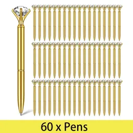 Pallpoint Pens 60pcs Diamond Gold Pens Gold Fansy Pens for Women with Diamond on Top Office Decor