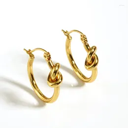 Hoop Earrings Stainless Steel Creative Twist Knotted For Women Fashion 18 K PVD Gold Plate Luxury Jewelry Gift Waterproof