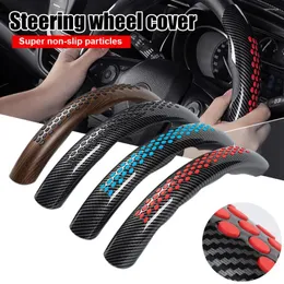 Steering Wheel Covers 38cm Universal Cover For Car Style Anti-Slip Steering-wheel Protection Carbon Fiber Interior Parts