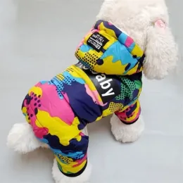 Odzież dla psa zima pupy ubrania psa moda kamuflażka nadruk mały pies płaszcz ciepła bawełniana kurtka dla zwierząt stroje narciarskie dla psów kostium CSG2312023-7