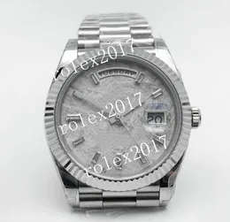 GSF Factory Men's 904L 2836 Daydate Tungsten Weighted Printed MetEoriteダイヤル付きダイヤモンドオートマチックとベゼルサファイア40mm腕時計
