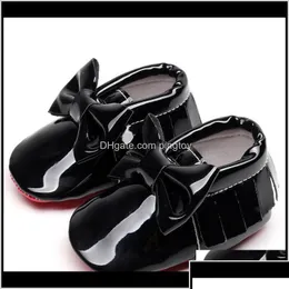 First Walkers Buty Baby Kids Maternitypatent Pu Skórzane Tassel Moasins Big Bowknot Red Bott