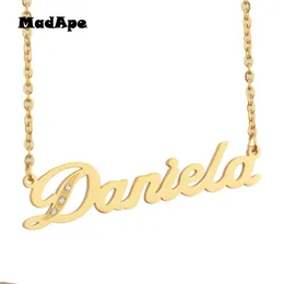 Pendant Necklaces MadApe Women Fashion Jewelry "Daniela" Letter Necklace Custom Stainless Steel Any Personalized Name For Girl 231201