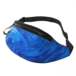 Waist Bags Blue Marble Bag Abstract Artwork Pattern Polyester Pack Climbing Ladies