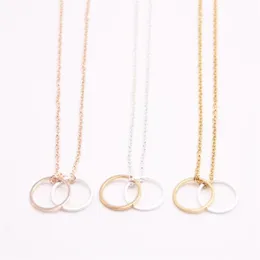 2018 Geometric figure Pendant necklace two hollow out circle plated necklace the gift to women304P