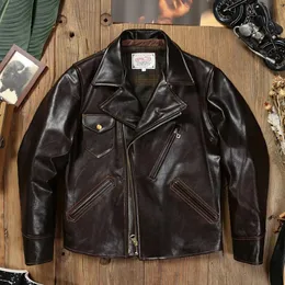 Herren-Lederimitat, Jahr 1, 2 mm dick, Vintage-Mantel aus braunem Öl-Rindsleder, coole Motor-Rider-Originaljacke, eng anliegender Stoff, 231202