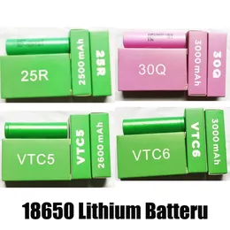 100% högkvalitativ 30q VTC6 INR18650 Batteri 25R He2 2500mAh VTC5 3000MAH VTC4 INR 18650 Litiumuppladdningsbara Li-ion-batterier Cell för Samsung Sony Cells FedEx