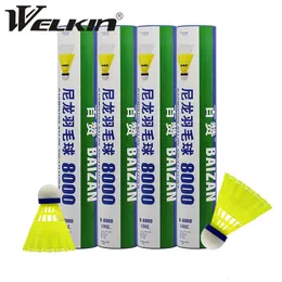 Badminton shuttlecocks 12pcs srong naylon shuttlecock masa fiber topu tam yuvarlak yün tarzı plastik badminton açık eğitim süper kullanım dayanıklı 231201