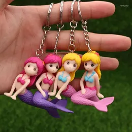 Keychains Keychain Mermaid Bag Car Key Chain Beauty Fish Pendant Figure Keyring Birthday Gift 4 Colors Mix 24pcs/lot Wholesale
