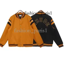 Monclair Jacke Casaco Designer Roupas Casuais Casacos Rhude Tendência Marca American Lightning Patch Design De Couro Solto Bomber Jacket Homens Mulheres Casal Fleece 113 330