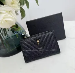 Men's wallet Luxury Brand designer Mini wallet single pull Black wallet Real leather mobile phone wallet passport wallet classics credit card handbag YY01