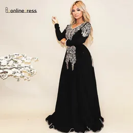 Party Dresses Bbonlinedress Embroidery Moroccan Kaftan Evening Dress Appliques V Neck Crystal Prom Arabic Muslim Formal Gown