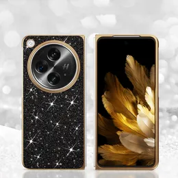 Capa de telefone luxuosa de couro com glitter Vogue para Oneplus Open Oppo Find N3 5G durável, resistente, fina e elegante, brilho completo, revestimento protetor, dobra, à prova de choque