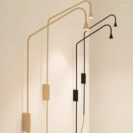Vägglampor modern lång arm sconce lamp nordisk stram för sovrummet sängklippning kontor dekor minimalistisk metallläsning ljus