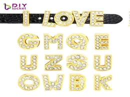 130PCS 8MM Gold Farbe Dia Buchstaben Charms Englisch Alphabet AZ Fit Armband Armband Kosename Halsband Hund halsband LSSL071304705994