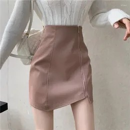 Spódnice damskie panie sztuczne skórzane zamek błyskawiczny mini spódnica koreańska seksowna moda mała czarna