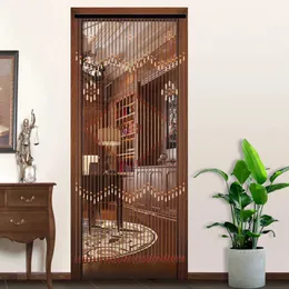 Curtain 31-Line Wooden Bead String Door Curtain Blind Fly Screen Porch Wooden Curtain for Living Room 90*208CM 231201