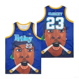 Filme sexta-feira 23 y basquete jerseys homem retro pulôver respirável high school faculdade hiphop puro algodão esporte camisa equipe azul cor s