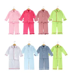 Pyjamas Cotton Long Sleeve Fall Winter Sleepwear Kid Pajamas Set Toddler Boys and Girls Frills Pyjamas 231202