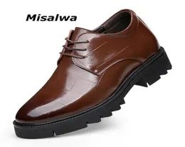 Misalwa Derby Mens Italian Dress Shoes 57CM Men Invisible Elevator Shoes High Heels Oxfords Formal Evening Flat Men Shoes 2103042302600