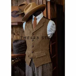 Kamizelki męskie kamizelki kamizelki wełniane wełniane tweed biznes kurtka kamizelka swobodna szczupła dopasowanie gilet homme na groosmen man ślub 231202