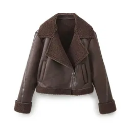 Женская куртка из искусственного меха UNIZERA, осень-зима 2023, модная и повседневная универсальная куртка-поло на молнии, пальто 231201