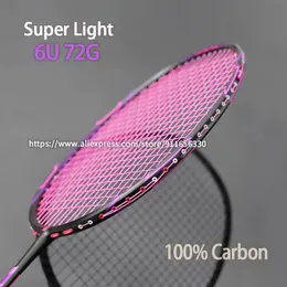 Rakiety badmintona profesjonalne 100% pełne rakiety z włókna węglowego Badminton Strings Ultra Light 6U 73G G5 Rakieta z torbami Sport Sports 231201