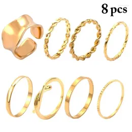 Cluster Rings Fashion Women Ring Creative Metal 8Pcs Korean Style Finger Knuckle Joint Unisex Jewelry Accessories