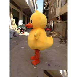 Roupas dos desenhos animados venda de fábrica grande amarelo borracha pato mascote traje realizando entrega gota bebê crianças produtos maternidade ot7fx