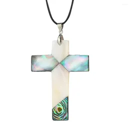 Pendant Necklaces Natural White Mother Of Pearl Abalone Shells Cross Crucifix Necklace Jesus God Christian Amulet Dangle Chokers Jewelry